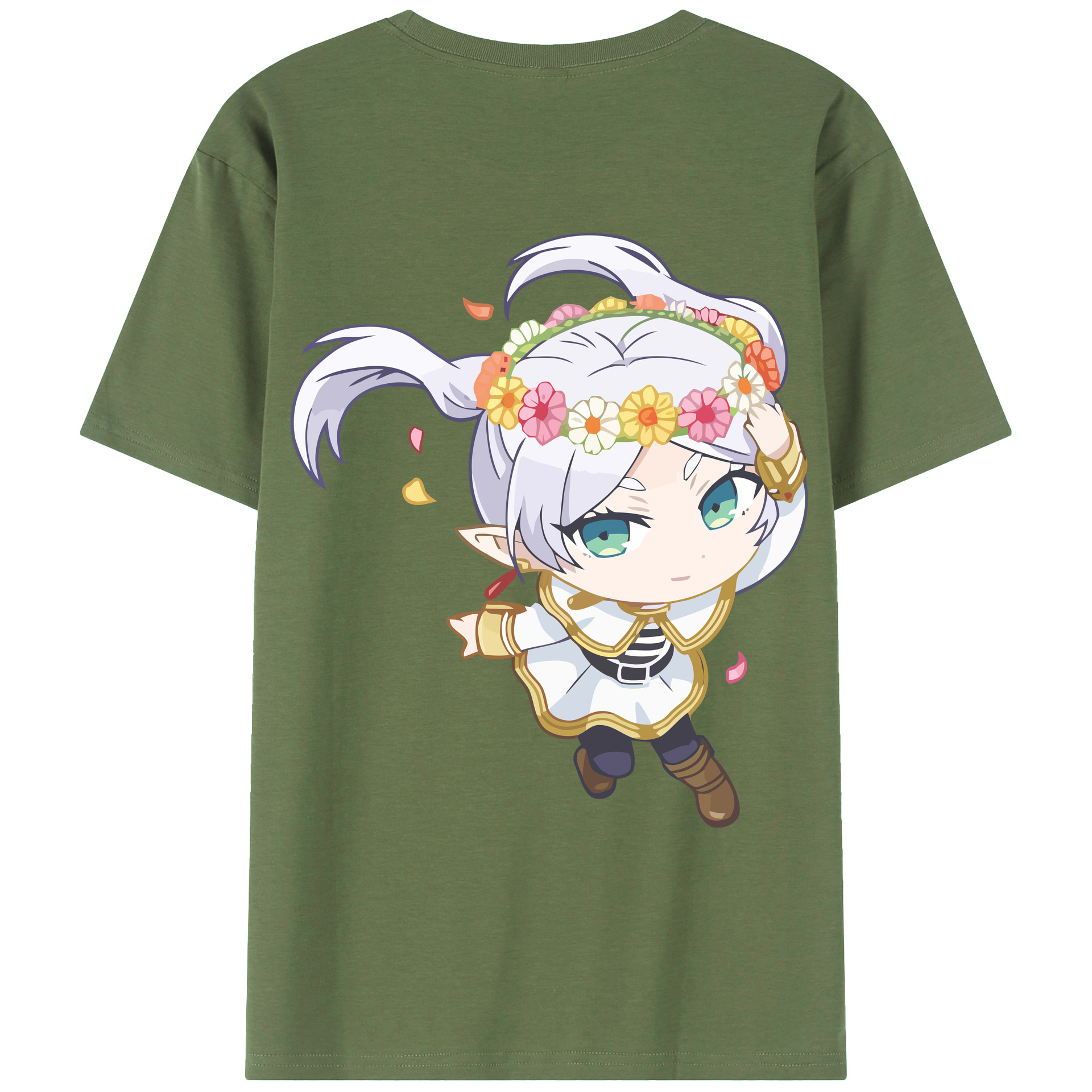 （画像用） 葬送のフリーレン Frieren 綿100％ メンズ半袖Tシャツ（バックプリント） 通気性